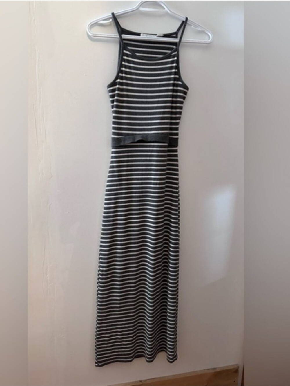 Ripe Charcoal Grey and White Striped Maxi Dress - Size S